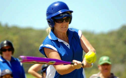 Christie McKinnon rips one to the outfield on Saturday. Christie McKinnon rips one to the outfield on Saturday.